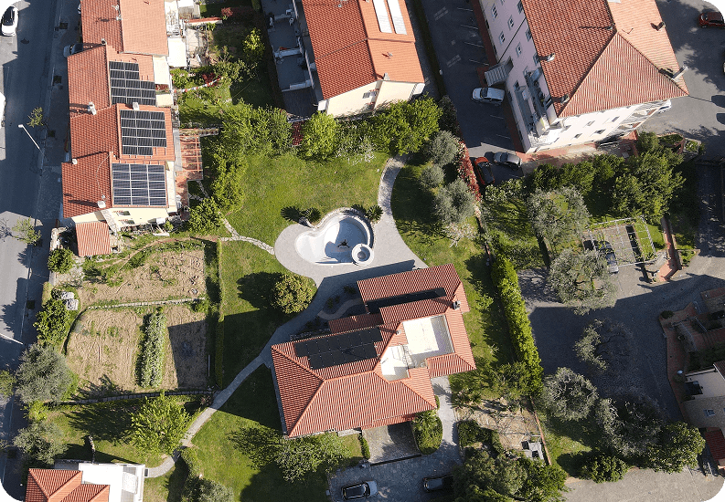 Vista aerea della villa